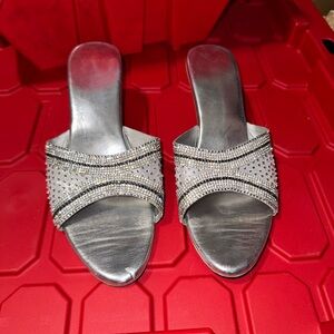 Elegant Silver Women's Slide Sandals